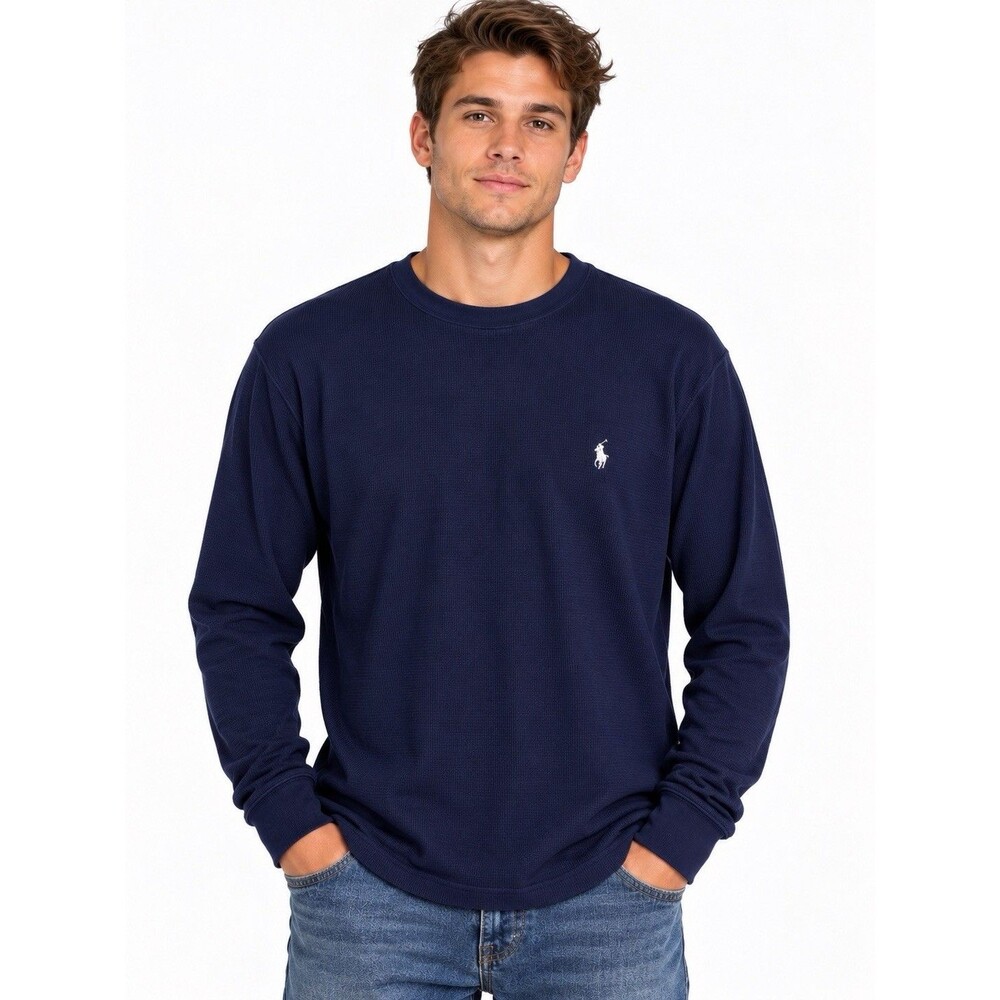 Polo Ralph Lauren Men’s XL Navy Blue Waffle Knit Long Sleeve Sleepwear Shirt